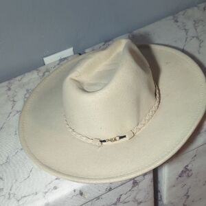 Chic Cream Women's Hat with Braided Detail